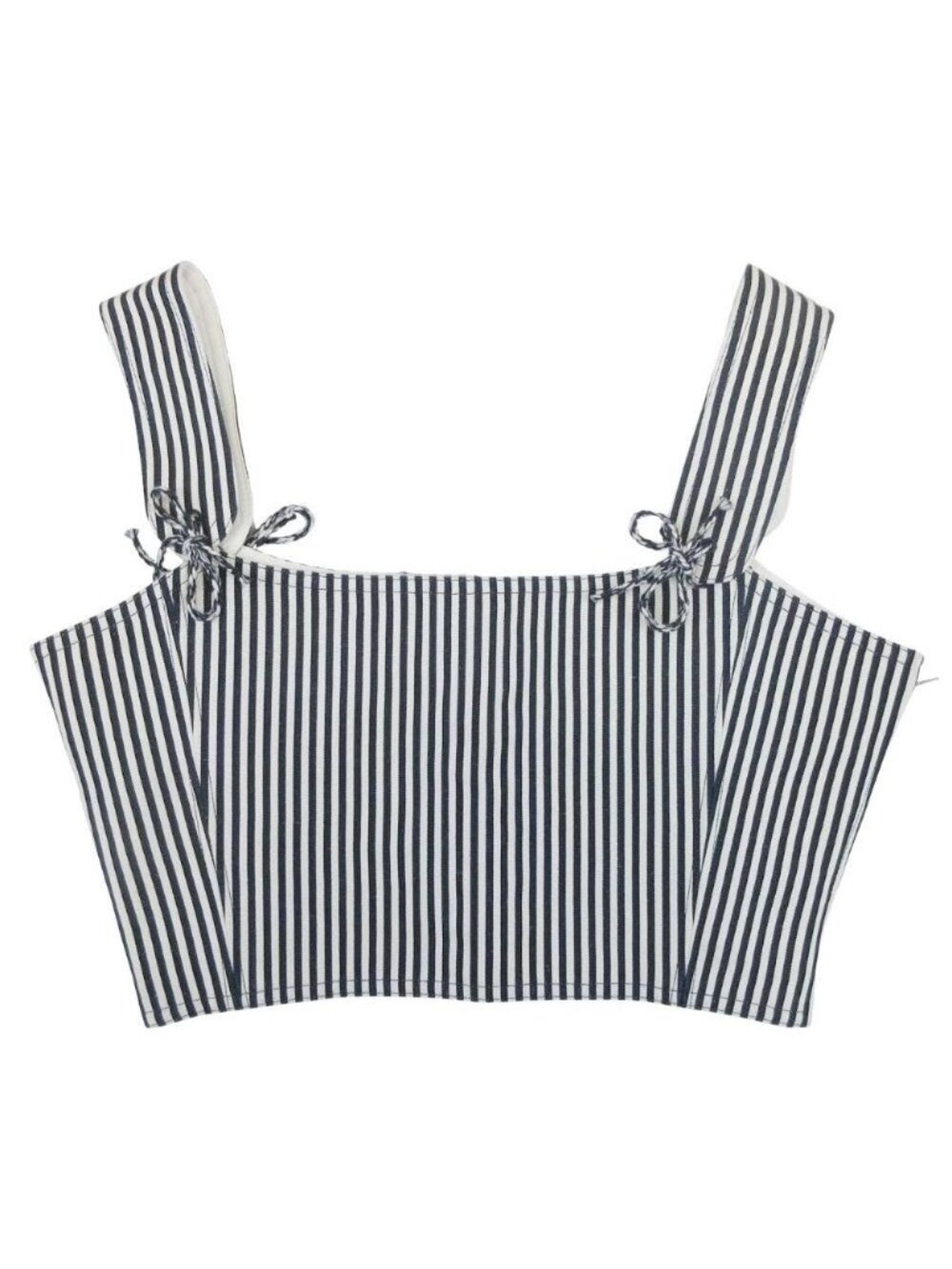 Dior Linen Silk Striped Bustier Sleeveless Top Navy White 36 Dress